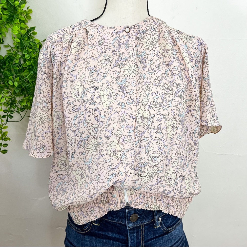 Vintage 80's Pastel Pink Floral Top